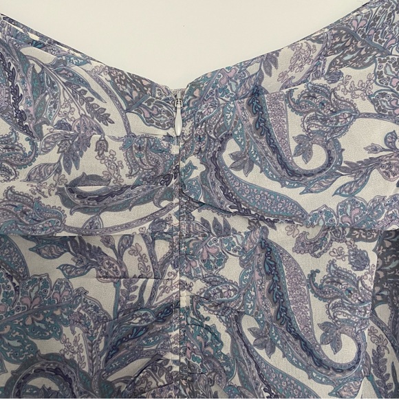 For Love & Lemons Annabelle Mini Skirt purple paisley size small ruched chiffon - Picture 10 of 12